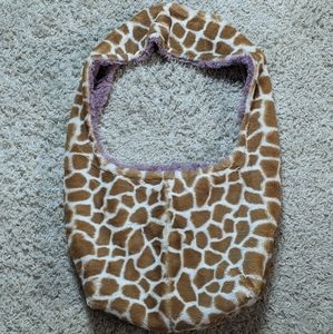Plush shoulder reversible hobo bag new Giraffe Animal Print Lavender